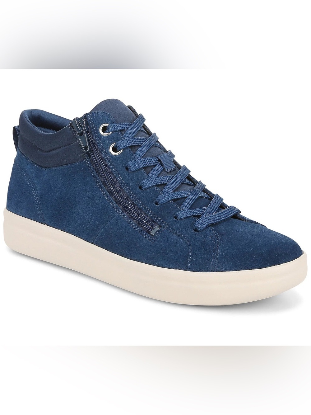 NEW Vionic Women's Rosemont Sneakers Suede Navy Dark Blue Zip Up Sz 8.5